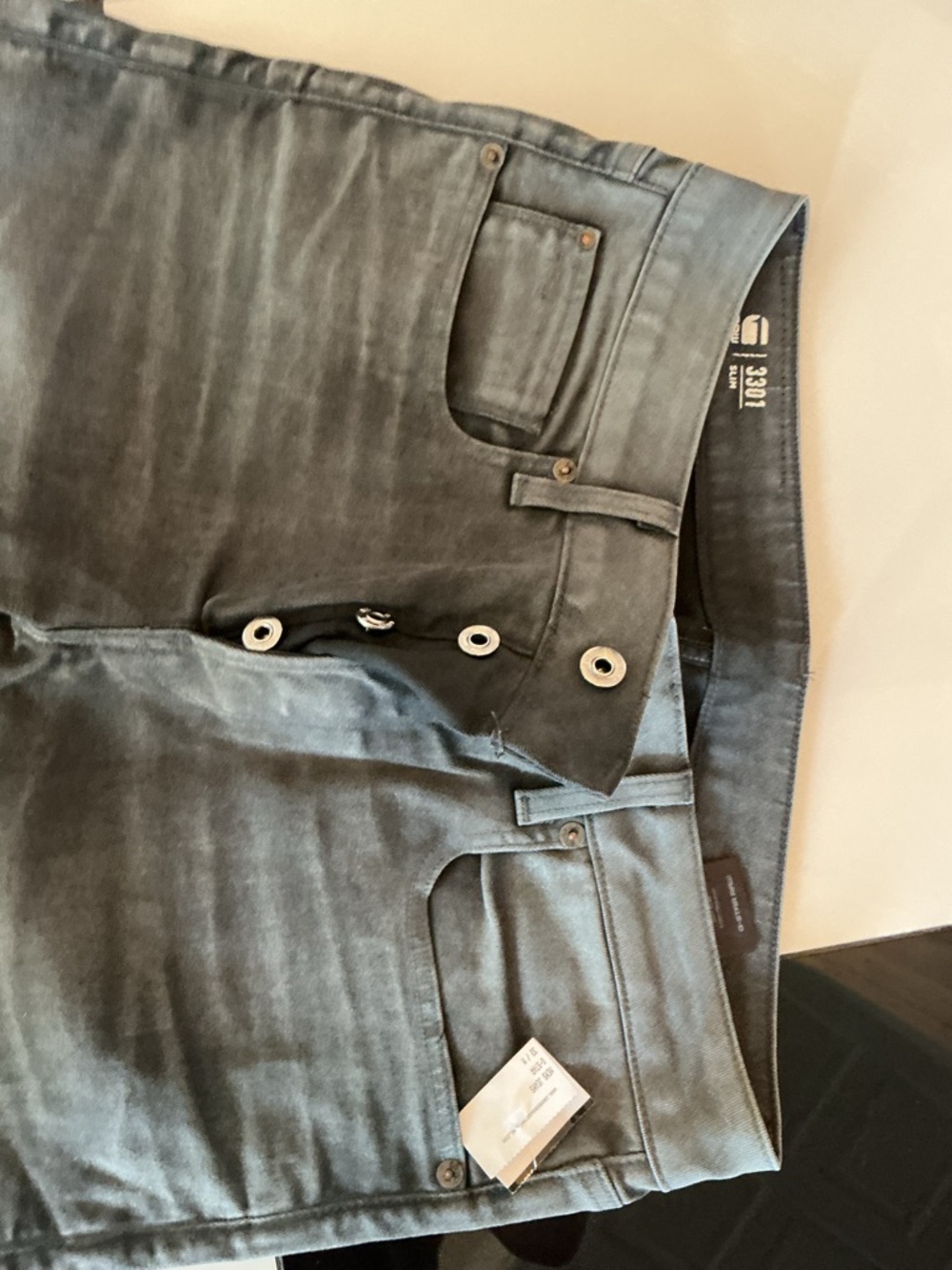 G-Star 3301 Slim Straight Jeans in Washed Gray